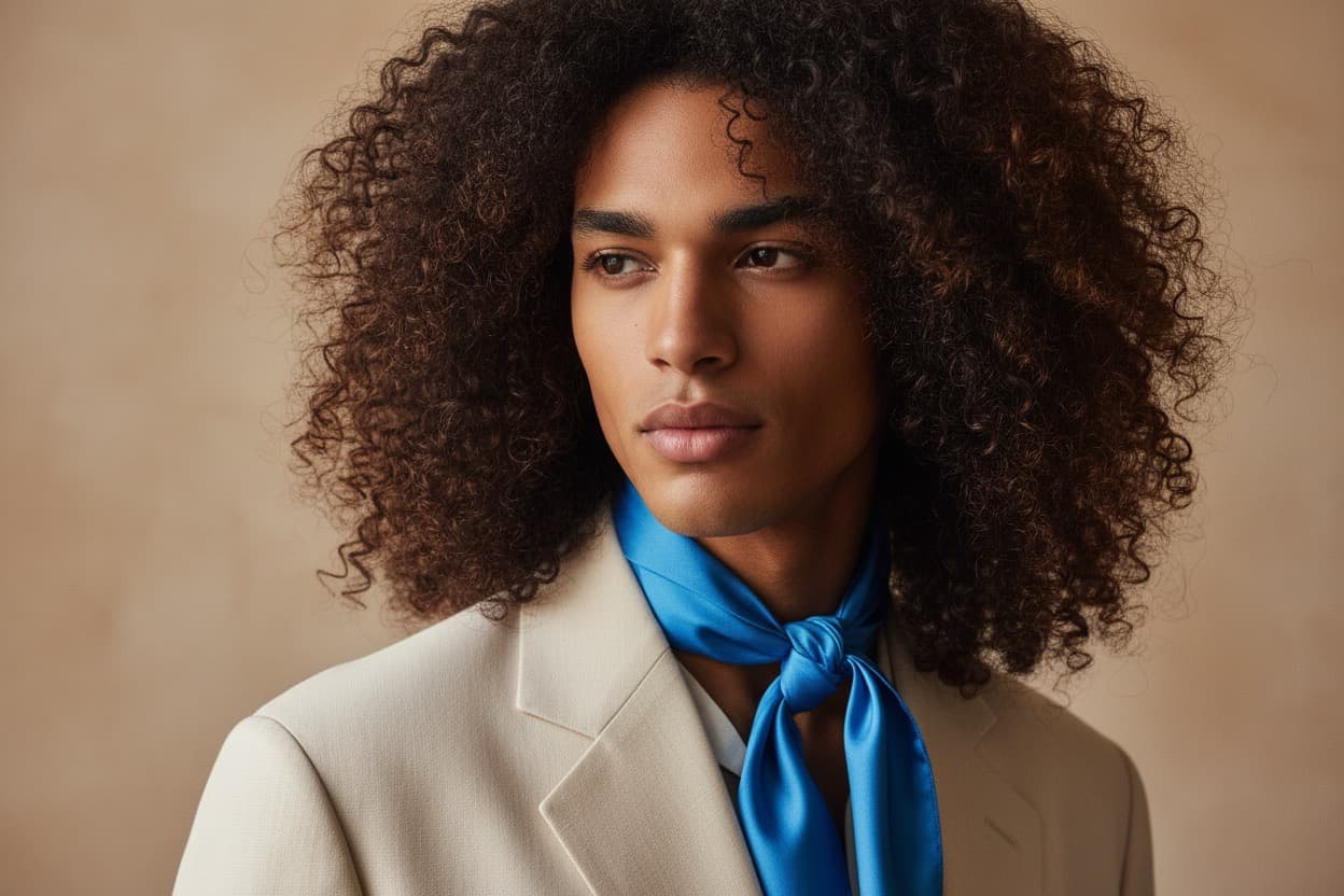 Corte long coils masculino com caracóis naturais